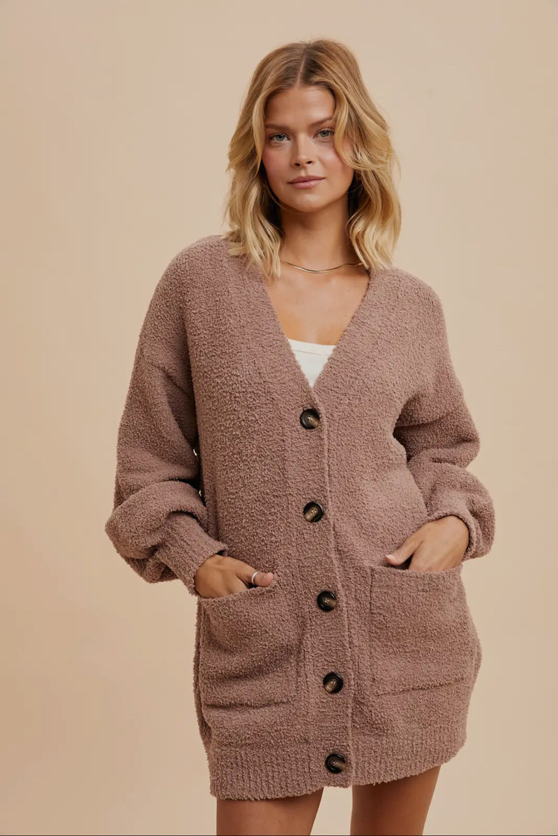 Fuzzy chenille cardigan