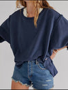 Solid color irregular slouchy sweatshirt