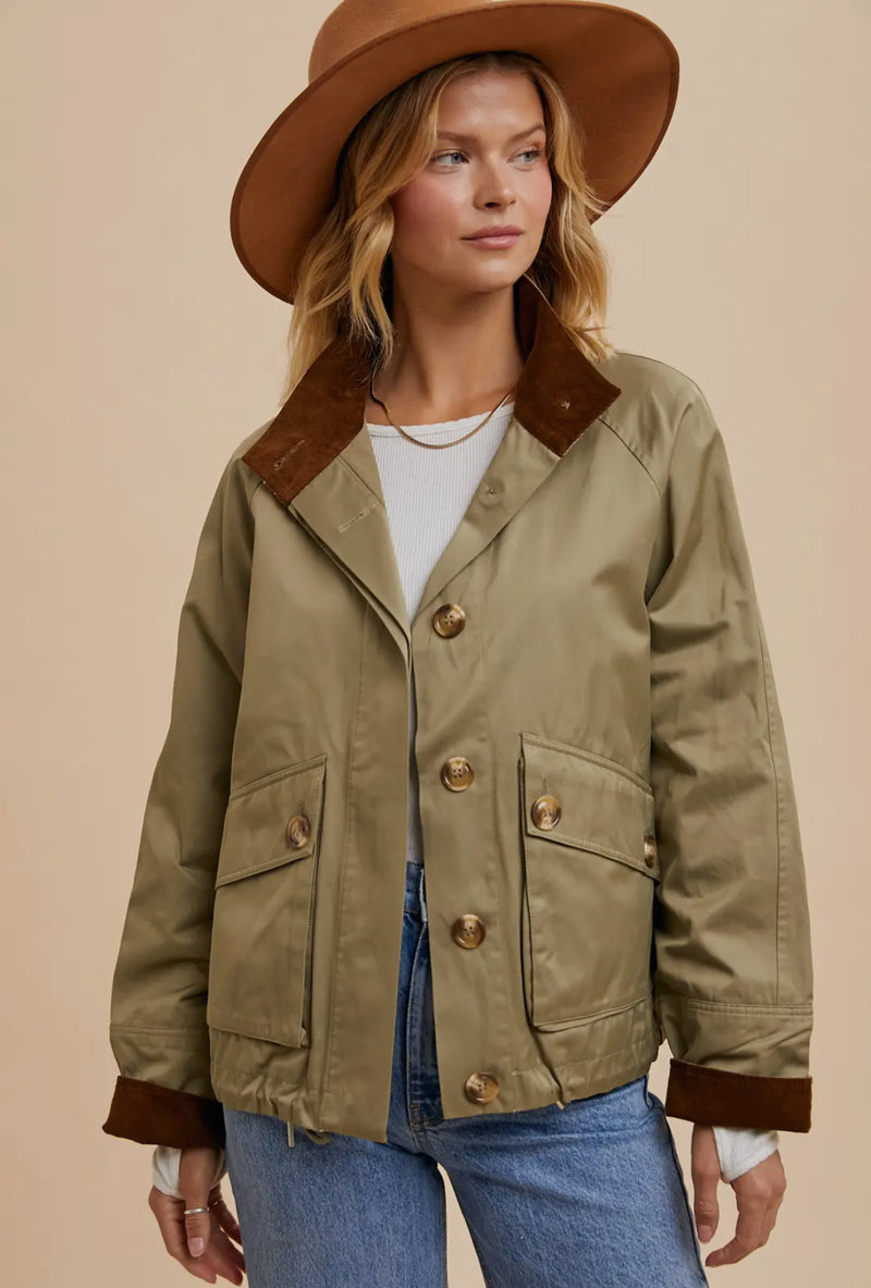 Popover collar cargo jacket